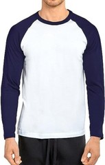 TOP PRO Men’s Full Length Sleeve Raglan Cotton Baseball T Shirt (S / NV/WHT)