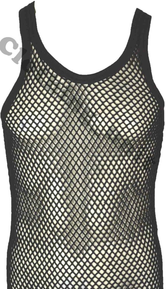 Mens String Cotton Vest Mesh Net Holiday Beach Summer Wear S M L XL