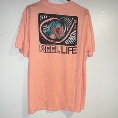 Reel Life Mens Short Sleeve Crewneck Backside Graphic Tee Large
