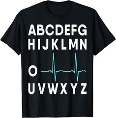 Med School Tees Co. EKG Alphabet Heartbeat Line Doctor Nurse T-Shirt
