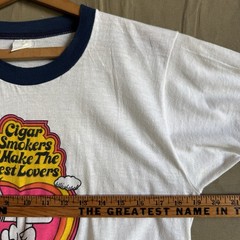 Vintage 70s Thompson Cigar Tampa FL Smokers Make Better Lovers Ringer T Shirt