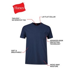 Hanes 6-Pack Pocket Tee Men’s T-Shirt Soft and Breathable Assorted