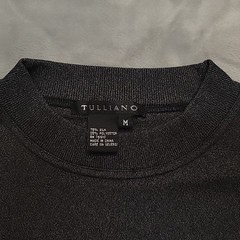 Tulliano Shirt Men Medium Black Silk Blend Mock Neck Short Sleeve Knit Luxury