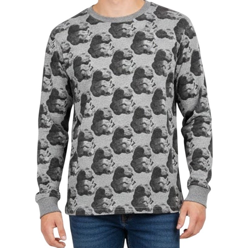 Star Wars Stormtrooper Crew Neck Pattern Gray PJ Men’s Long Sleeve T-Shirt sz L