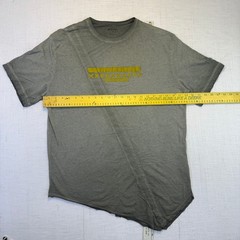 Expert Asymmetrical Graphic Tee Medium Mens Green Raw Hem Distressed Streetwear