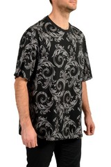 Versace Men’s Black Barocco Logo Print Short Sleeve T-Shirt US L IT 52