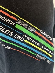 Y2K PENNSYLVANIA Black T Shirt Top Up North Worlds End Size M neon PA FOX RETRO