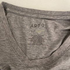 Apt 9 Shirt Men’s Large Gray V-Neck Short Sleeve Solid Basic Premier Flex Top