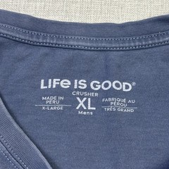 Life Is Good T-Shirt Mens XL Blue Graphic Crew Neck Tagless Cotton Jersey Soft