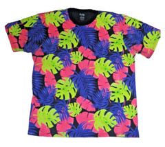 CSG Men’s Neon Hawaiian Tropical Leaf Short Sleeve Tee Shirt Size 2 XL