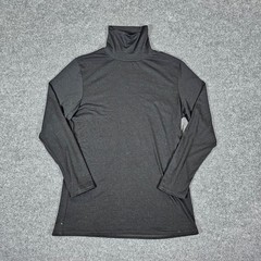 Mens Black Long Sleeve Turtleneck Shirt Minimalist Layering Top Size M L