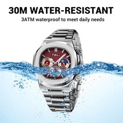 Men’s Fashion Watch Stainless Steel Business Quartz Watches Luxury Waterproof…