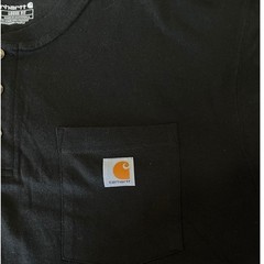 CARHARTT HENLEY SHIRT MENS XLT SHIRT SLEEVE BLACK 100% COTTON CHEST POCKET LOGO