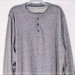 Ocean Coast Shirt Men L Gray Casual Weekend Stretch Henley Long Sleeve Top