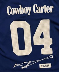 Cowboy Carter CCT2025 Tour Graphic Print Mesh Jersey T-Shirt Blue M Beyoncé