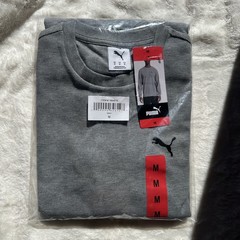 PUMA Men’s Waffle Knit Thermal Shirt Gray Long Sleeve Crew Neck Size M NEW