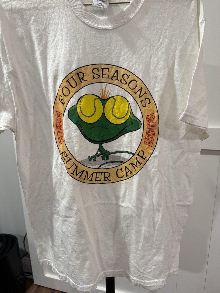 Vintage Four Seasons Summer Camp Frog Tennis Theme T Shirt Size Large
