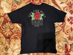Vans Off The Wall Rose Graphic T-Shirt Black Size XLarge