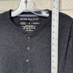 Jachs New York Tribeca Waffle Print Henley Shirt Long Sleeve Charcoal Gray S