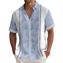Men’s Casual Short Sleeve Shirt Beach Wedding Button-Up Dress Guayabera Cuban