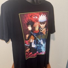 Jujutsu Kaisen Black Anime T-Shirt Size 2XL Short Sleeve Graphic Manga Tee Men’s