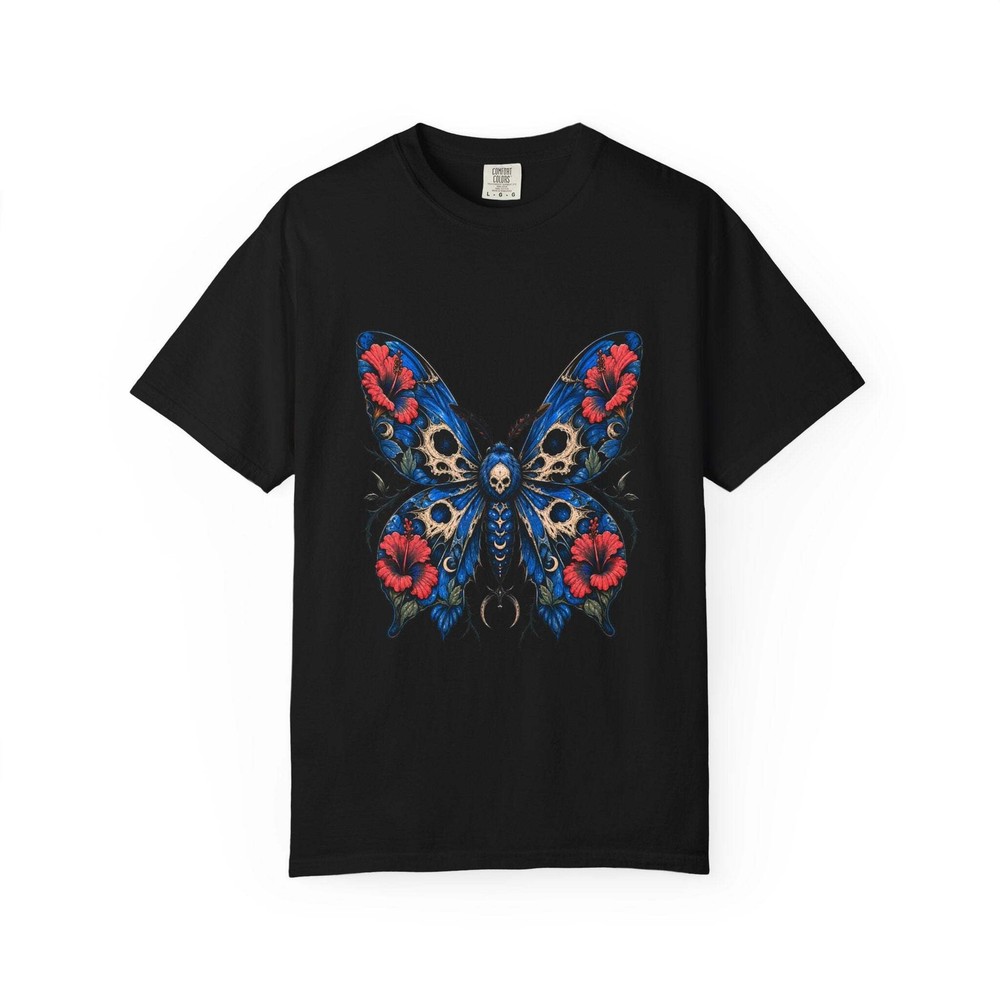 Cerulean Hibiscus Reaper Moth Graphic Tee