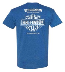 Harley-Davidson Men’s Pander Short Sleeve Tri-Blend T-Shirt, Royal Blue