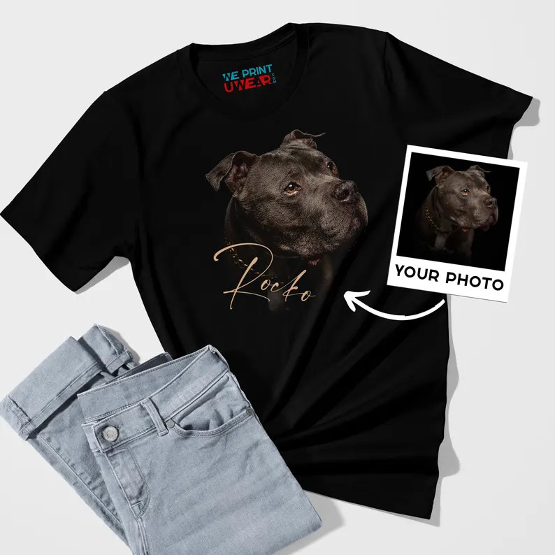 Custom Pet Portrait Personalized Comfort Tee Dog Cat Memorial