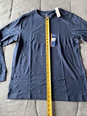 BRAND NEW ” GEORGE ” MEN’S SOLID DARK BLUE COTTON LONG SLEEVE T-SHIRT.” M