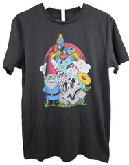 Aeropostale Black S/S Tee Small Gnome Skulls Mushrooms Butterfly Flower Hippie