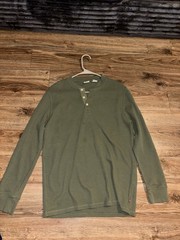 Levi’s Green Solid Long Sleeve Henley 3-Button Knit Cotton Tee Men’s M