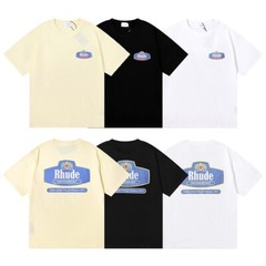 RHUDE NEW Men Women High Quality Loose Leisure Cotton Short Sleeve T-Shirt M-2XL