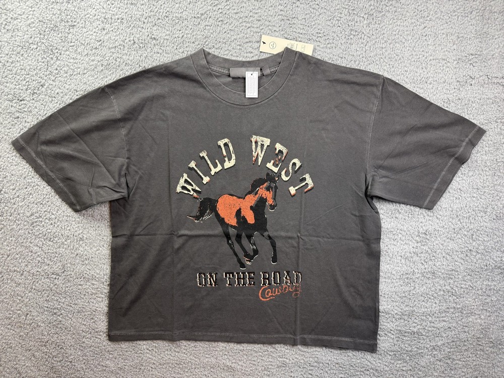 No Boundaries Shirt Mens Medium Wild West Cowboy Horse Graphic T-Shirt Tee Boxy