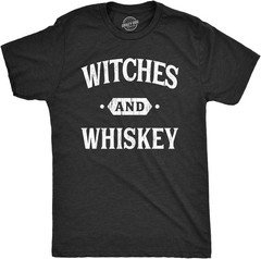 Mens Witches and Whiskey T Shirt Funny Halloween Drinking Tee