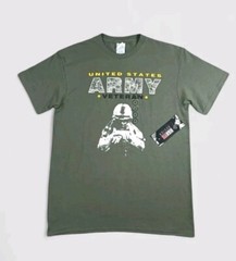 US ARMY Mens Shirt Medium Short Sleeve USA Spell Out Veteran Logo Green DELTA