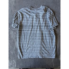 Express Mens Henley Shirt XL Grey Space Dye Striped Faux Leather Pocket Short