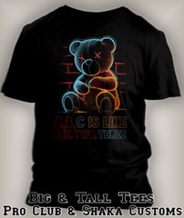 Street Wear Back to School Graphic Teddy Bear ABC Tee Shirt Pro Club Shaka RTP