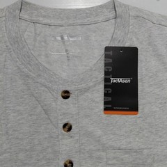 TacVAsen Mens Light Gray Long Sleeve Henley Pocket T Shirt Outdoor Sports Size M