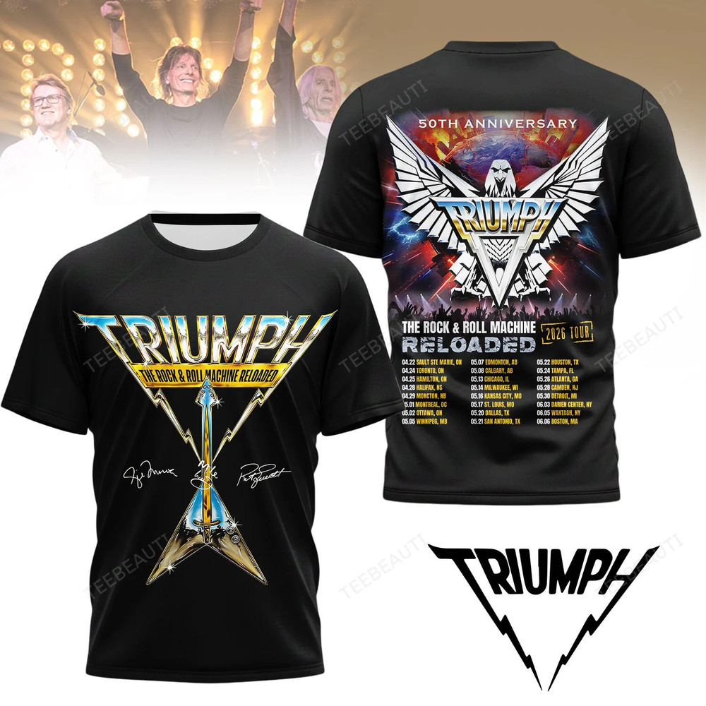 Triumph 50th Anniversary T SHIRT Tour BALCK Shirt Size S-5XL TRITRI98