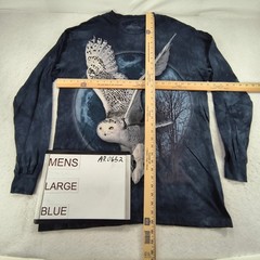 The Mountain Owl Long Sleeve Casual Graphic T Shirt Adult Mens Size L Blue