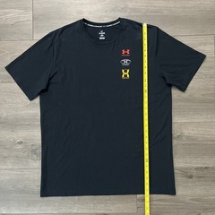 Under Armour Mens XL T Shirt Black Yellow Orange Split Graphic