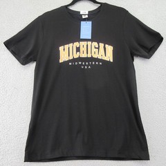Michigan Midwestern USA Mens Graphic T-Shirt Black Stretch Crew Neck L New