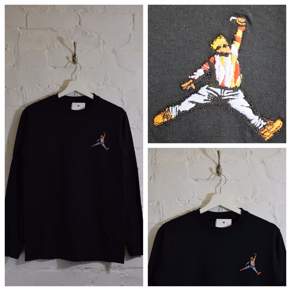 Actual Fact Biggie x Jordan Slam Dunk BIG Hip Hop Black Long Sleeved T-shirt Tee