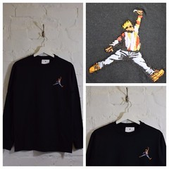 Actual Fact Biggie x Jordan Slam Dunk BIG Hip Hop Black Long Sleeved T-shirt Tee