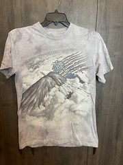 The Mountain eagle American flag and jets in the sky graphic t-shirt mens size M