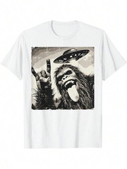Big-Foot Rocker Tongue Ufo Selfie Sasquatch Rock Men T-Shirt For Men