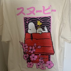 Snoopy Woodstock Japanese T-shirt Sakura Cherry Blossom Peanuts Japan L no tags