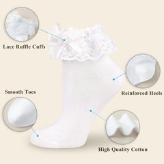 Womens Ankle Socks Lace Ruffle Frilly Cotton Cute Princess Ankle Dress Lace Sock