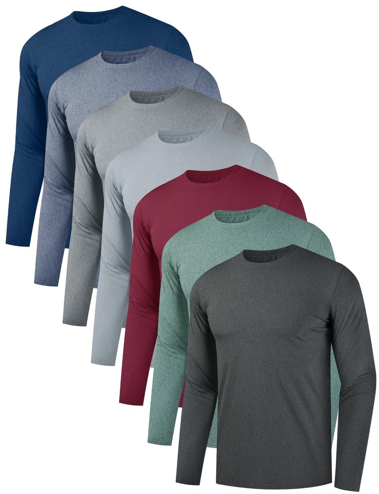 7 Pack Men’s Quick Dry Long Sleeve Shirts Moisture Wicking UV UPF 50+ Sun Pro…