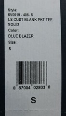 Vineyard Vines Men’s Blank Long-Sleeve Pocket T-Shirt CG2 Blue Blazer Small NWT